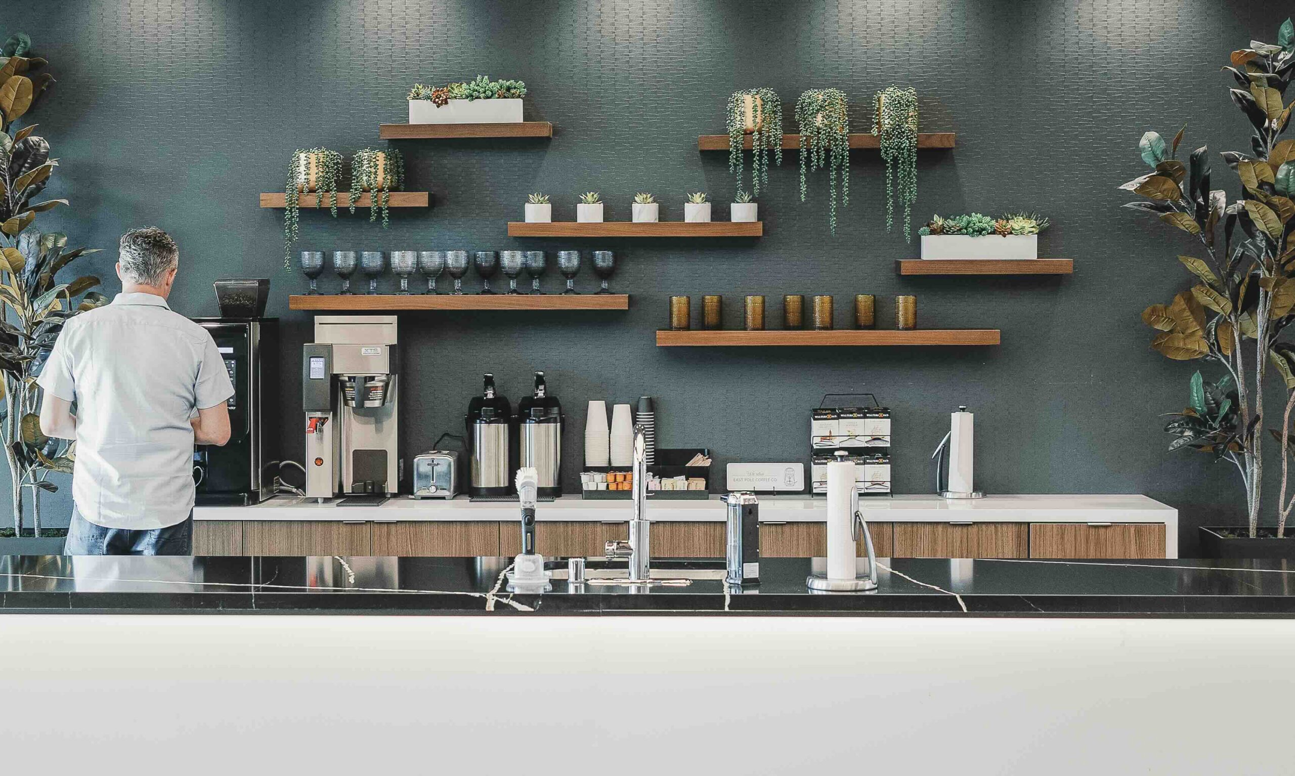 Lucid Private Offices Coffee Machine and space.